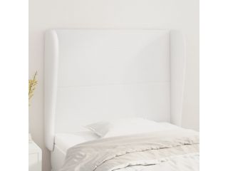 Čelo postele typu ušák bílé 83 x 23 x 118/128 cm umělá kůže