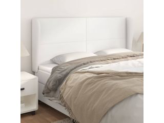 Čelo postele typu ušák bílá 183x23x118/128 cm umělá kůže
