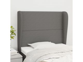 Čelo postele typu ušák tmavě šedé 103x23x118/128 cm textil