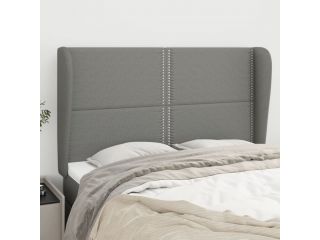 Čelo postele typu ušák tmavě šedé 147x23x118/128 cm textil