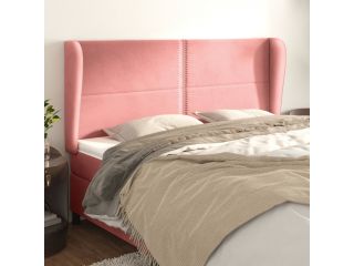 vidaXL Čelo postele typu ušák růžová 163x23x118/128 cm samet