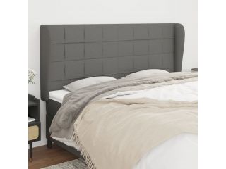 Čelo postele typu ušák tmavě šedé 163x23x118/128 cm textil