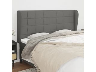Čelo postele typu ušák tmavě šedé 183x23x118/128 cm textil