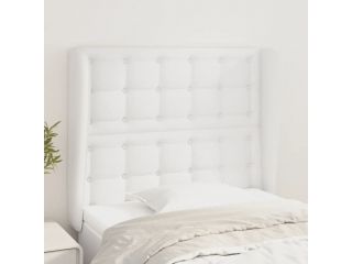 Čelo postele typu ušák bílé 93 x 23 x 118/128 cm umělá kůže