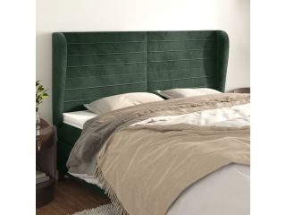 vidaXL Čelo postele typu ušák tmavě zelená 203x23x118/128 cm samet