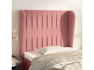 Čelo postele typu ušák růžové 93 x 23 x 118/128 cm samet