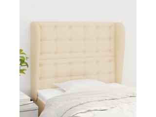 vidaXL Čelo postele typu ušák krémové 103x23x118/128 cm textil