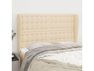 vidaXL Čelo postele typu ušák krémové 147x23x118/128 cm textil