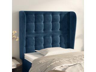 Čelo postele typu ušák tmavě modré 83 x 23 x 118/128 cm samet