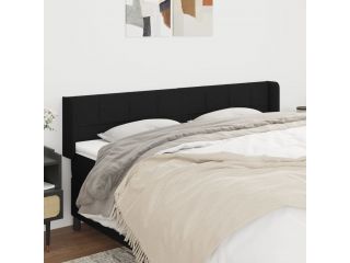 Čelo postele typu ušák černé 203 x 16 x 78/88 cm textil