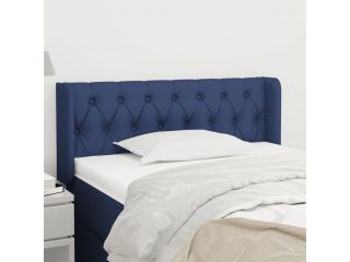 Čelo postele typu ušák modré 103 x 16 x 78/88 cm textil