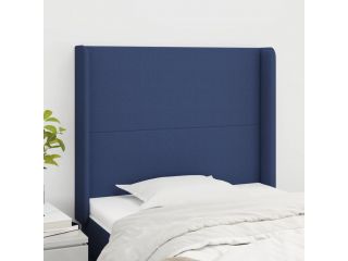 Čelo postele typu ušák modré 93x16x118/128 cm textil