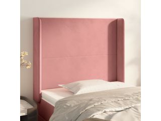 Čelo postele typu ušák růžové 93x16x118/128 cm samet