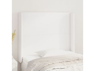 Čelo postele typu ušák bílé 93x16x118/128 cm umělá kůže