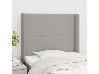 Čelo postele typu ušák světle šedé 103x16x118/128 cm textil