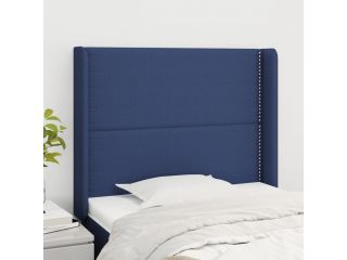 Čelo postele typu ušák modré 103x16x118/128 cm textil