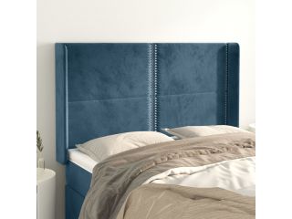 vidaXL Čelo postele typu ušák tmavě modrá 147x16x118/128 cm samet