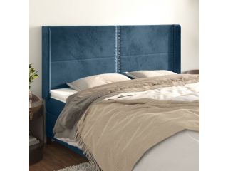 vidaXL Čelo postele typu ušák tmavě modrá 203x16x118/128 cm samet