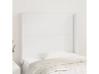 Čelo postele typu ušák bílé 103x16x118/128 cm umělá kůže