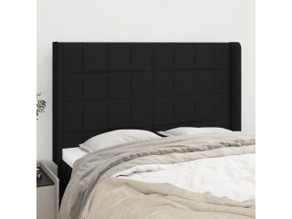 Čelo postele typu ušák černé 147x16x118/128 cm textil