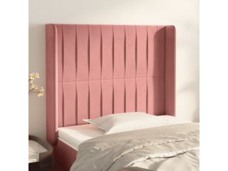 Čelo postele typu ušák růžové 83x16x118/128 cm samet