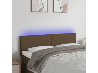 Čelo postele s LED tmavě hnědé 144x5x78/88 cm textil