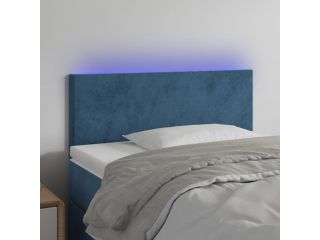 vidaXL Čelo postele s LED tmavě modré 80 x 5 x 78/88 cm samet