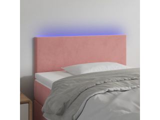 vidaXL Čelo postele s LED růžové 90x5x78/88 cm samet