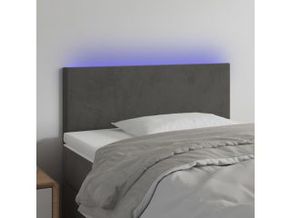 vidaXL Čelo postele s LED tmavě šedé 100x5x78/88 cm samet