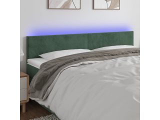 vidaXL Čelo postele s LED tmavě zelené 180x5x78/88 cm samet