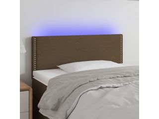 Čelo postele s LED tmavě hnědé 80 x 5 x 78/88 cm textil