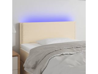 Čelo postele s LED krémové 80 x 5 x 78/88 cm textil