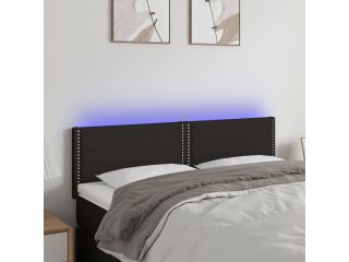 Čelo postele s LED černé 144x5x78/88 cm textil