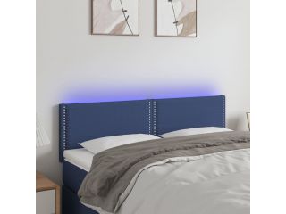 Čelo postele s LED modré 144x5x78/88 cm textil