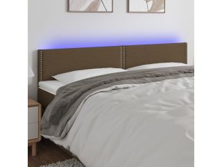 Čelo postele s LED tmavě hnědé 200x5x78/88 cm textil