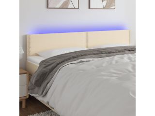 Čelo postele s LED krémové 200x5x78/88 cm textil