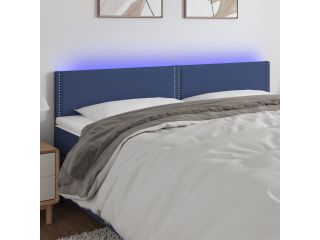 Čelo postele s LED modré 200x5x78/88 cm textil