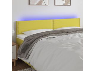 Čelo postele s LED zelené 200x5x78/88 cm textil
