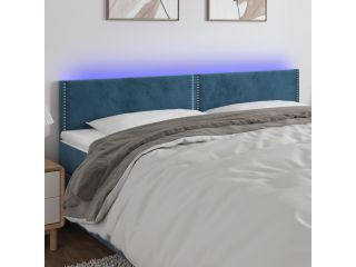 vidaXL Čelo postele s LED tmavě modré 180x5x78/88 cm samet