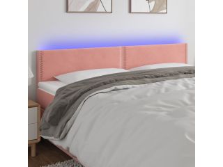 vidaXL Čelo postele s LED růžové 200x5x78/88 cm samet