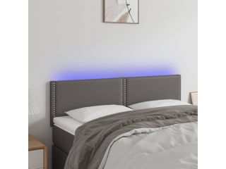 Čelo postele s LED šedé 144x5x78/88 cm umělá kůže