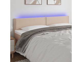 vidaXL Čelo postele s LED cappuccino 180x5x78/88 cm umělá kůže