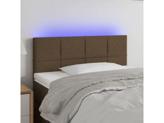Čelo postele s LED tmavě hnědé 80 x 5 x 78/88 cm textil