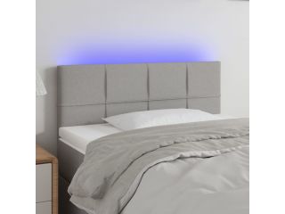 Čelo postele s LED světle šedé 100 x 5 x 78/88 cm textil