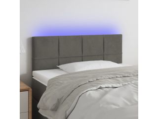 Čelo postele s LED tmavě šedé 80 x 5 x 78/88 cm samet
