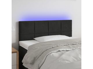Čelo postele s LED černé 80 x 5 x 78/88 cm samet