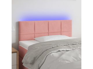 vidaXL Čelo postele s LED růžové 80 x 5 x 78/88 cm samet