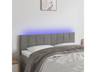Čelo postele s LED světle šedé 144 x 5 x 78/88 cm samet