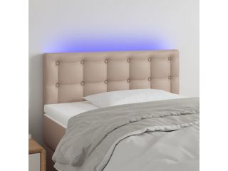 vidaXL Čelo postele s LED cappuccino 80 x 5 x 78/88 cm umělá kůže