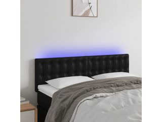 Čelo postele s LED černé 144x5x78/88 cm umělá kůže